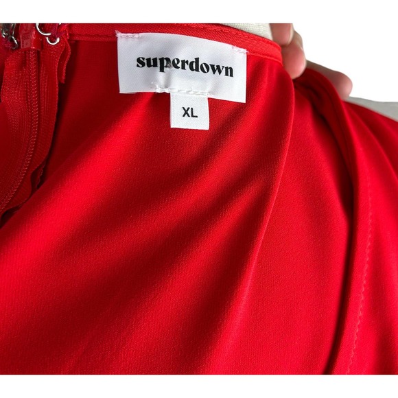 NEW Revolve Superdown Emile Deep V Faux Wrap Red Long Sleeve Mini Dress Size XL - Picture 5 of 8